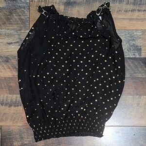 No Boundaries Black Top with Gold Dots